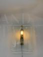 Pair of FontanaArte wall lights in decorated glass and brass