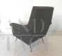 60s Italian mid-century armchair in dark gray fabric, restored