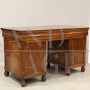 Antique Louis Philippe desk in walnut with drawers, 19th century Italy