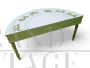 Pair of green half-moon console tables with painted tops, 1940s
