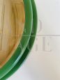Round vintage mirror in green lacquered solid wood