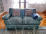 Pair of Poltrona Frau sofas in sky blue leather