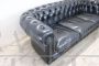 Black leather Chesterfield sofa and armchair, 1980s