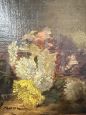 Antique small oil painting on canvas with still life, 19th century