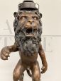 Antique bronze lion sculpture lamp from the early 1900s