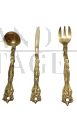 Set of large decorative brass cutlery, Italy 1950s