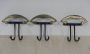 Set of 3 vintage iron and brass coat hooks, 1970s      