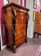 19th century Empire secretaire in walnut and walnut crotch