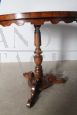 Antique round side table from the Charles X era in inlaid walnut, Italy 1840