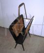 Vintage magazine rack from the 1950s-1960s in wood and Vienna straw