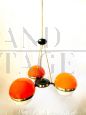 Vintage chandelier attributed to Stilnovo with orange spheres, 1950s