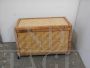 Baule vintage in rattan con ruote, anni '70                            