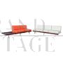 Saporiti sofa set in white and orange eco-leather, Italy 1960s