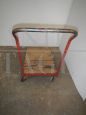 Industrial metal trolley with oak top, 1970s