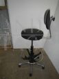 80s office stool in black leatherette with backrest