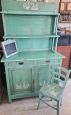 Vintage colonial lacquered china cabinet cupboard with matching chair