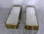 Pair of golden bathroom wall cabinets with mirror surface