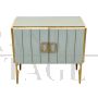 Sideboard in white Murano glass and brass, 1980s