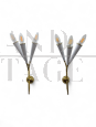 Pair of 3-light brass wall lamps, 1960s