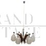 1950s Stinovo style design chandelier in glass and wood, with six lights