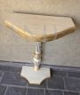 Baroque style console in white and gold painting, with fluted leg