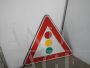 Vintage 80s Italian traffic light road sign