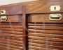 Mahogany office filing cabinet with double roller shutter