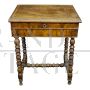 19th century carved sewing table with turned legs