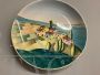 Cia Torino artistic plate in ceramic painted in futurist style, 1930s