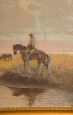 Antique signed painting with bucolic scene, oil on canvas