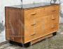 Art Deco chest of drawers in ash briar with mirror, Italy 1940s - 1950s                            