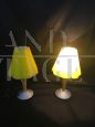 Pair of vintage abat-jour lamps in yellow Murano glass and wood