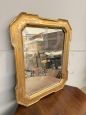 Antique tray mirror from the mid-19th century in gold leaf with engraved workmanship