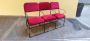 Row of 3 red velvet Italian theater chairs from the 1930s