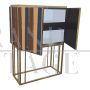 Double-sided center bar cabinet covered with colored mirrors