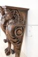 Pair of antique caryatid pilasters in walnut, early 20th century