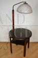 Vintage floor lamp with wooden reading table, 1950s