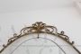Art deco oval mirror in brass, Italy 1940s