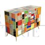 Vintage chest of drawers covered in multicolored Murano glass, 1980s