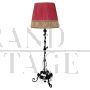 Art Nouveau floor lamp in wrought iron with floral motif