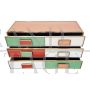 Multicolored glass chest of drawers with six drawers