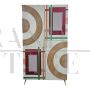 Design wardrobe with two doors in colored glass and bamboo
