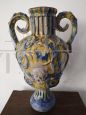 Antique ceramic amphora vase from Caltagirone, mid-19th century