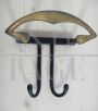 Set of 3 vintage iron and brass coat hooks, 1970s