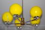 1960s mid-century chandelier with 5 yellow spheres