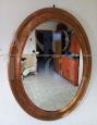 Vintage 70s oval mirror in gold and bronze wood