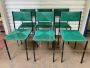 6 green Paludis 150 chairs by Giandomenico Belloti for Alias, first edition