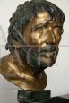 Antique bronze sculpture depicting the head of the philosopher Seneca, Naples 1900s
