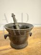 Antique Umbrian bronze mortar from the 16th century with pestle                            