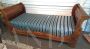 Antique Louis Philippe upholstered walnut sofa bed